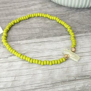 Green Aura Quartz Crystal Stretch Bracelet, Minimalist Dainty Gemstone One Size